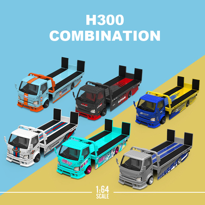 TM1:64 H300平板运输拖车海湾石油 ADVAN 仿真合金汽车模型 摆件