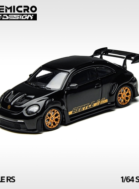 TimeMicro × PSC 1:64 甲壳虫 RS 黑金色 仿真合金汽车模型 摆件