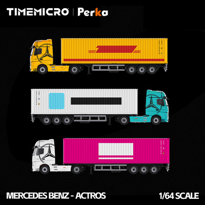 TM & Perka 联名款1:64 奔驰Actros物流货柜车 仿真合金汽车模型
