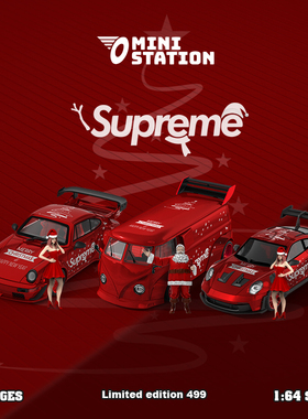 MiniStation1:64 T1面包车RWB964 992GT3 RS圣诞仿真合金汽车模型