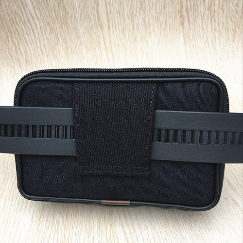 帆布穿皮带横款手机包