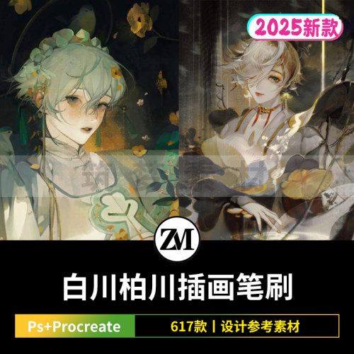procreate笔刷白川柏川ipad插画笔刷ps笔刷artstudio笔刷板绘绘画