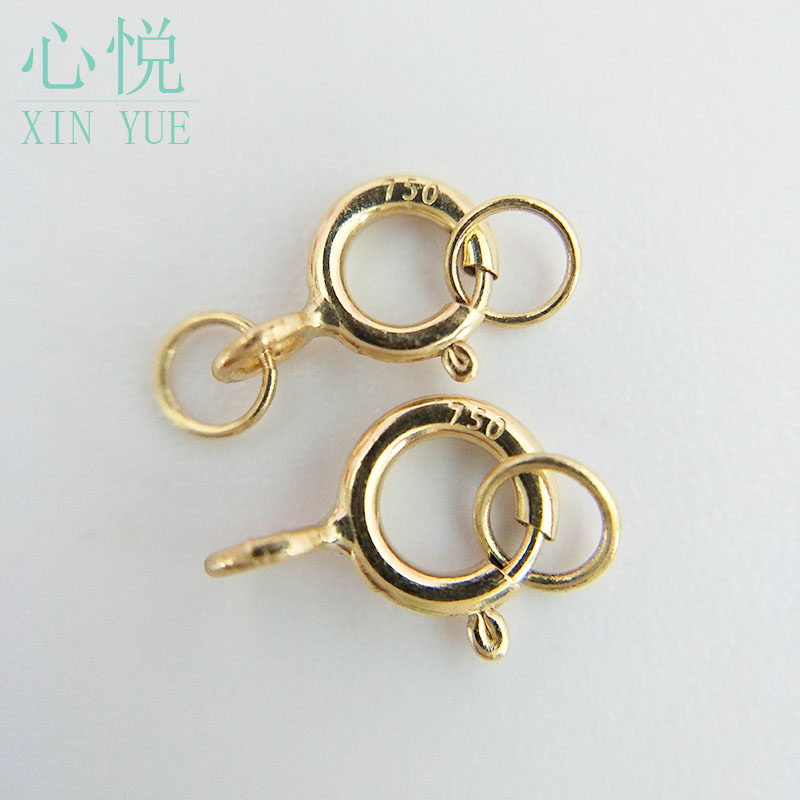 750弹簧扣18k金金扣手链diy