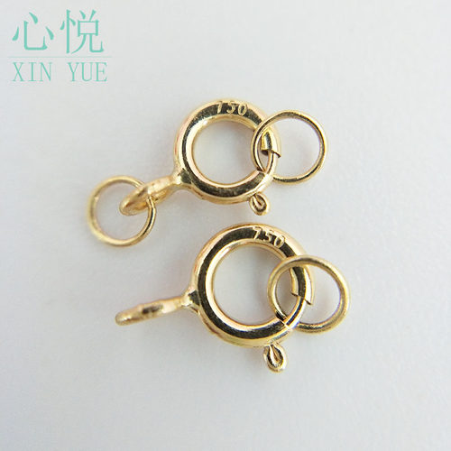 750弹簧扣18k金金扣手链diy