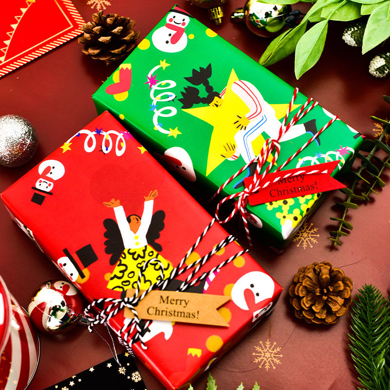 促销装！圣诞节礼物包装纸 独角鲸原创狂欢patry情侣表白高级礼品