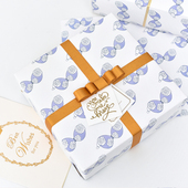 纸包书纸 生日祝福送闺蜜朋友礼物礼品包装 蓝蝴蝶 独角鲸原创设计