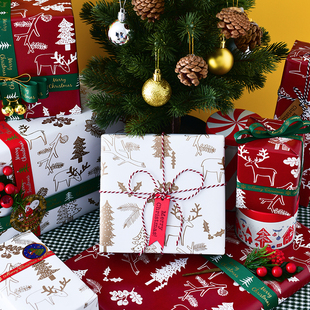 纸丝带拉花 圣诞节礼物礼品包装 独角鲸原创 金色麋鹿森林印金版