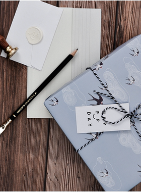 燕子有信 独角鲸原创设计生日祝福百搭礼物礼品包装纸包书纸