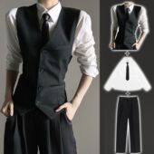 黑色西服马甲高级感痞帅男女中性风修身 三件套 背心西服马夹潮