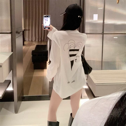 梵文爱心趣味印花薄款长袖T恤女夏季新款韩版设计感休闲防晒上衣