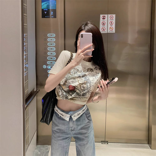 丛林果实水墨棉麻短袖T恤女夏