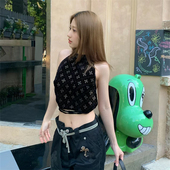 十字架镂空丝绒绑带肚兜女夏季 新款 纯欲辣妹透视感百搭吊带背心潮