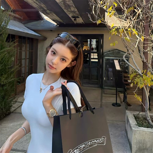 T恤 ins纯欲辣妹折角腰高弹肤感连裆设计感短袖 背心 春夏新款 樊樊