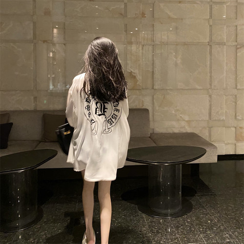 马蹄梵文刺绣雪纺白衬衫女夏