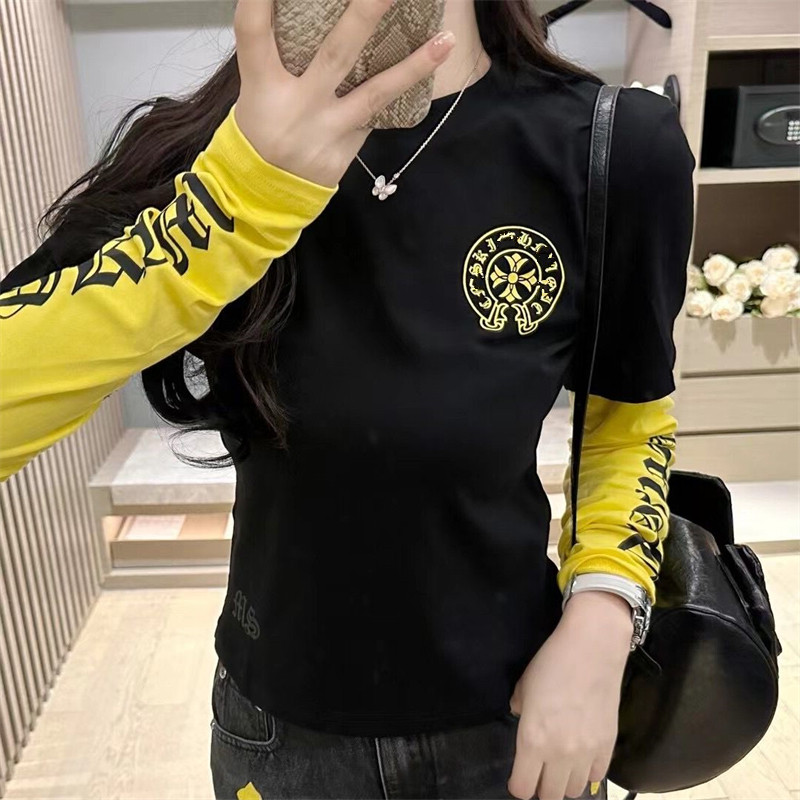 梵文马蹄印花假两件长袖T恤女秋季小众设计感修身显瘦打底衫上衣,女装/女士精品,T恤,淘宝优惠券,粉丝福利购,淘宝优惠卷