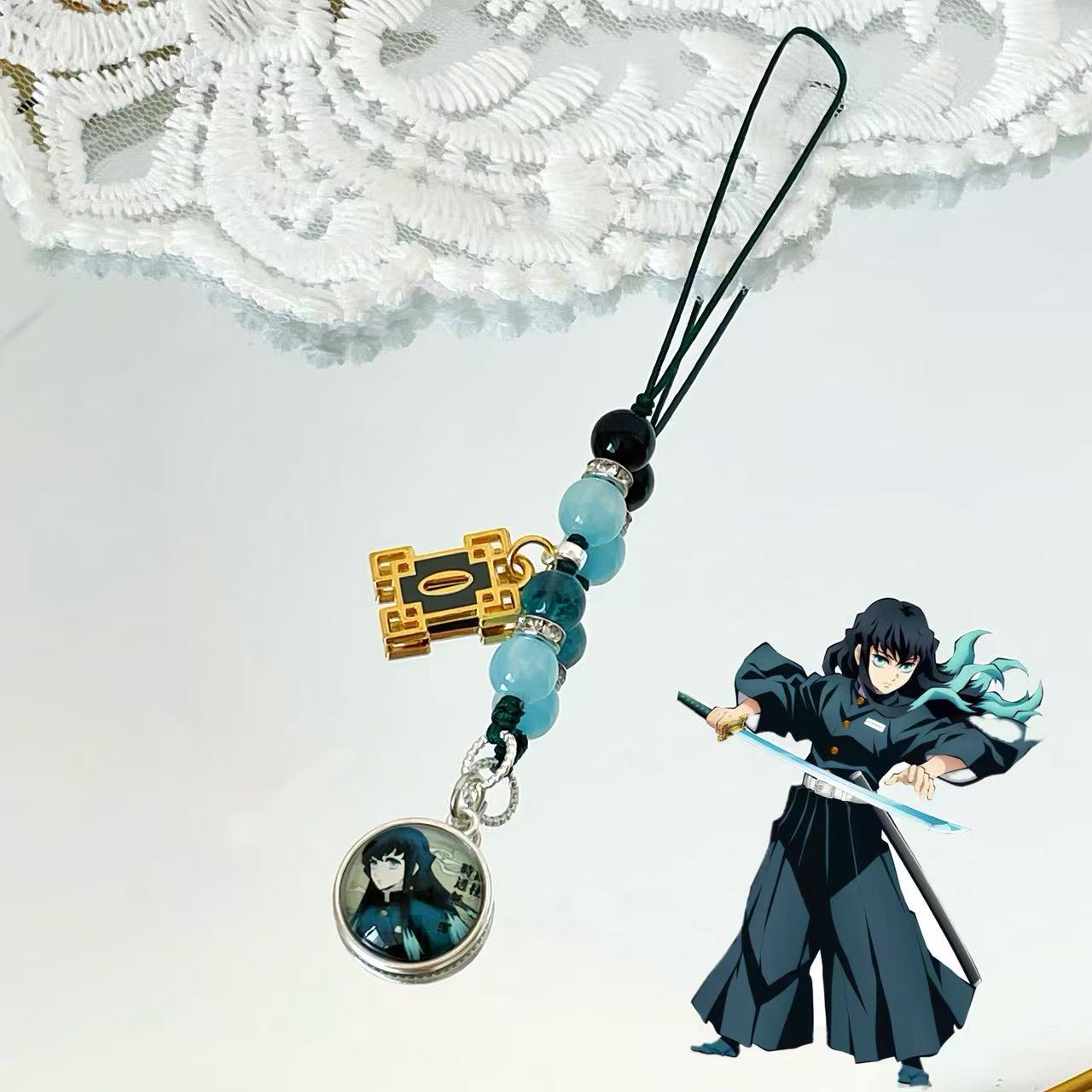 鬼灭之刃周边手机链时透无一郎嘴平伊之助手机壳挂绳书包挂件挂饰
