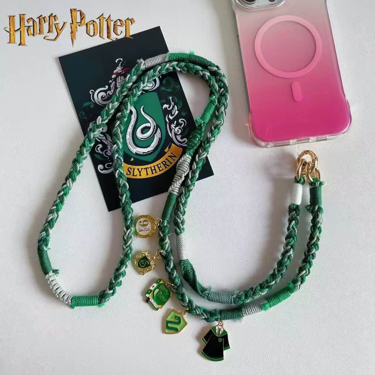哈利波特周边手机链狮院獾院鹰院蛇院印象长款挂脖编织挂绳挂饰