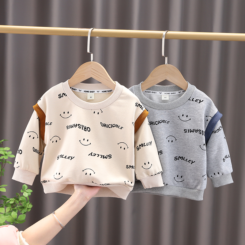 男童T恤长袖儿童卫衣春装新款宝宝春秋韩版假两件小童洋气上衣潮