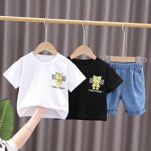 小男童夏装短袖套装新款洋气婴儿宝宝衣服潮小童时髦帅气两件套潮