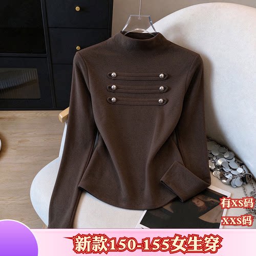 秋装150cm女装XXS加小码矮个子显高打底衫女收腰下摆内搭长袖上衣