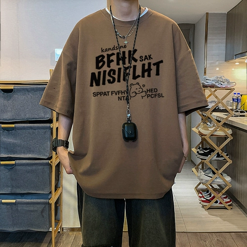 Летняя хлопковая футболка с коротким рукавом, в американском стиле, свободный крой, короткий рукав