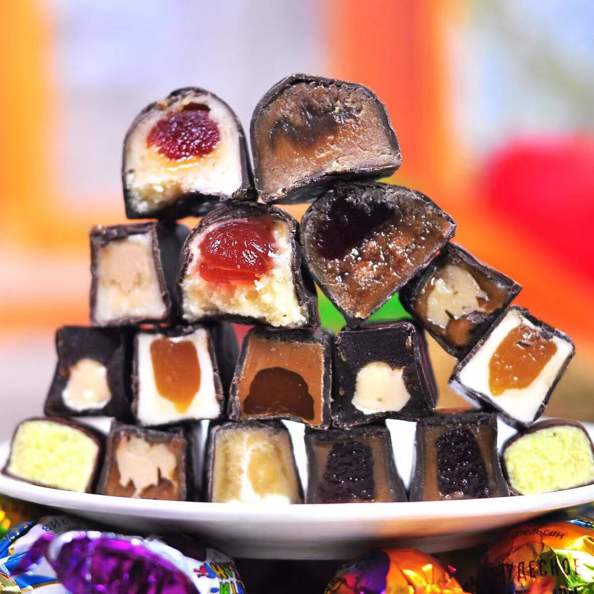 俄罗斯混合糖果500g味夹心糖巧克力多种混装糖果喜糖零食品hzy,零食/坚果/特产,夹心糖果/流质糖果,淘宝优惠券,粉丝福利购,淘宝优惠卷