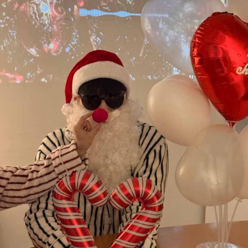 ins圣诞装饰胡子圣诞帽鼻子圣诞老人装饰cos道具拍摄派对聚会装扮