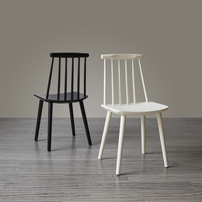 北欧设计师榉木餐椅白色阳台单椅实木简约创意温莎木椅子靠背椅