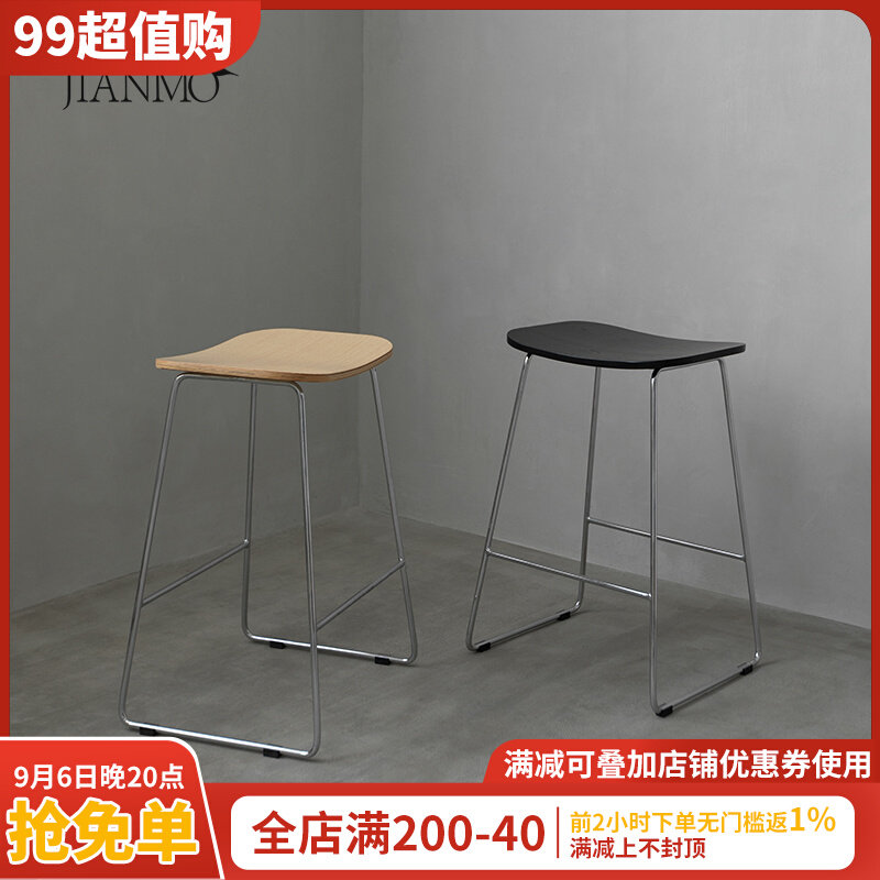 北欧简约实木质家用矮吧台椅中古铁艺意式餐椅高脚椅网红岛台凳子,住宅家具,家用高脚椅,淘宝优惠券,粉丝福利购,淘宝优惠卷