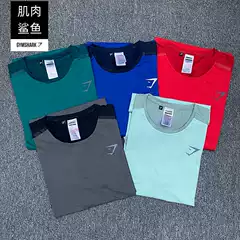 [Recommended] British Fitness Gymshark Men's Quick-Drying Muscle Shark Sports Casual Round-Neck Elastic Short-Sleeved T-Shirt