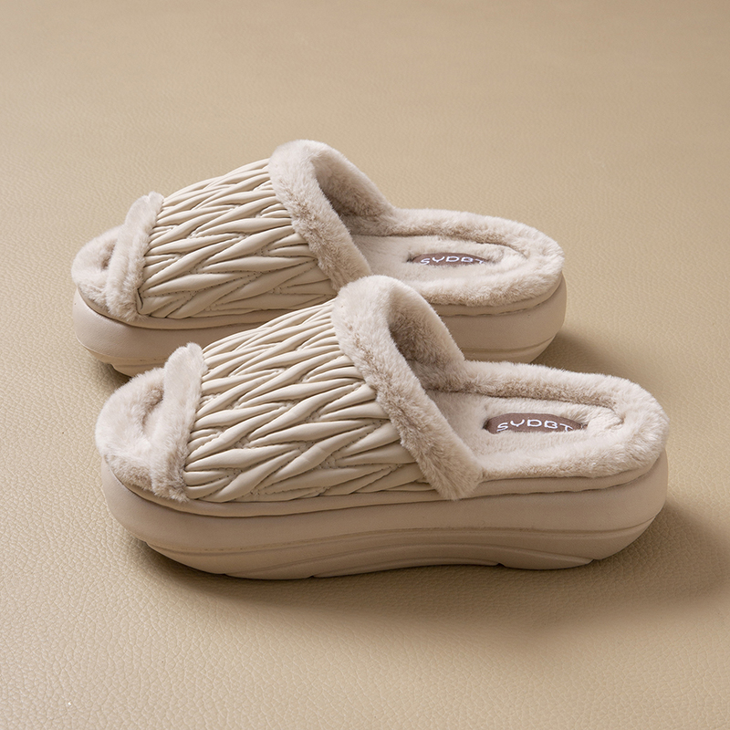 厚底毛毛鞋女2025新款秋冬季室内家居增高防滑棉拖鞋外穿时尚保暖