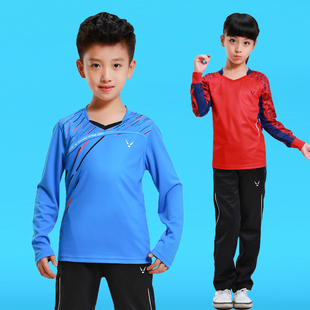 儿童长袖羽毛球服秋冬套装男童女童中小学生运动服长裤网球服团购