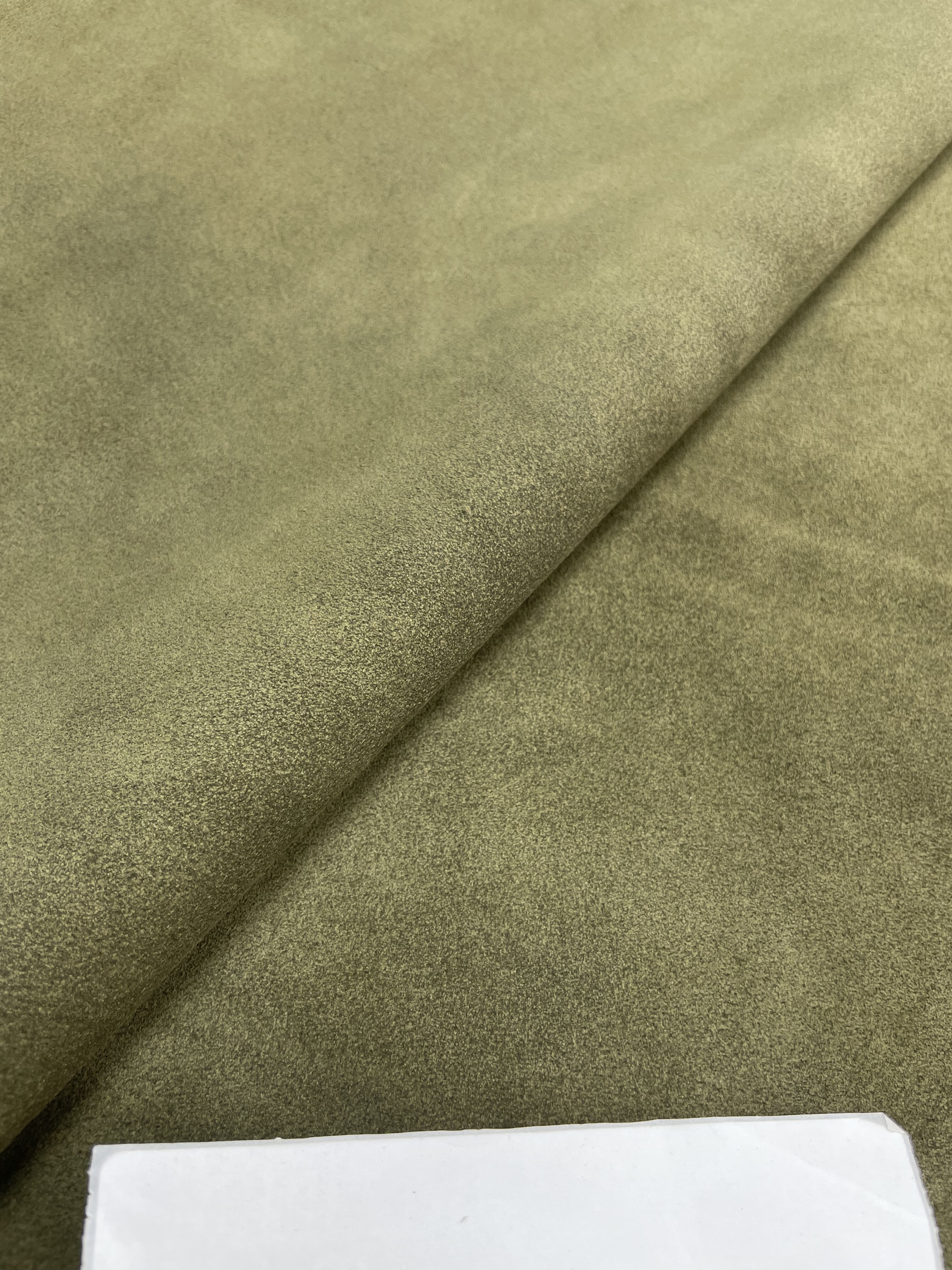 阳光手工diy皮料 意大利进口橄榄绿反绒高丝光 手感偏软厚度1.2mm