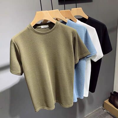 夏季华夫格短袖T恤轻熟风上衣