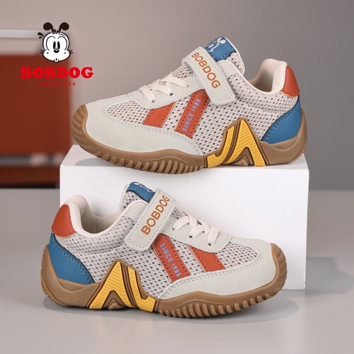 巴布豆童鞋男童鞋子2026年新款德训鞋春季儿童透气网面软底跑步鞋