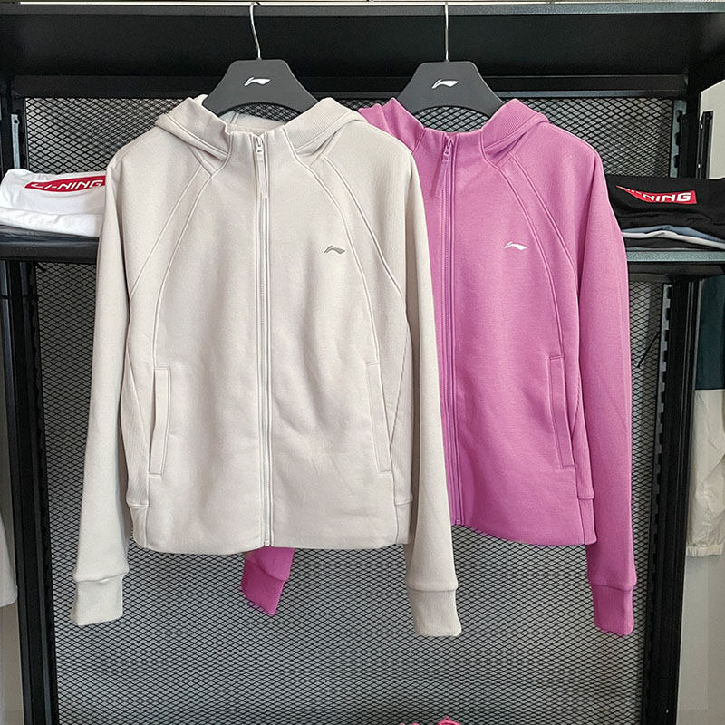 李宁健身加绒保暖宽松连帽卫衣