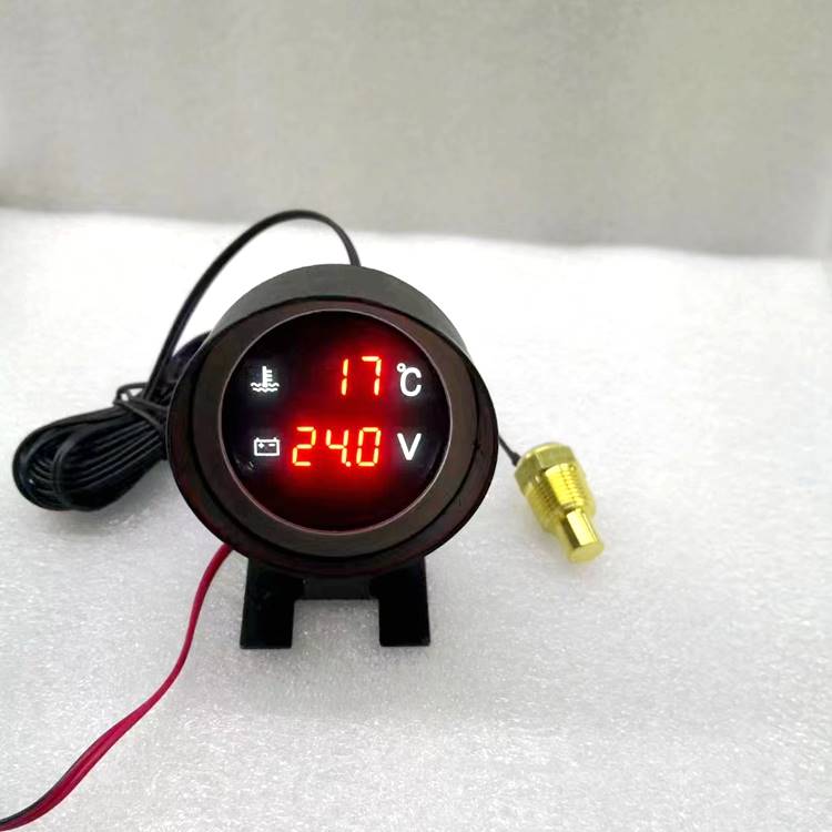 适用于炮式圆形汽车水温电压二合一组合表12v24v通用货车改装数显