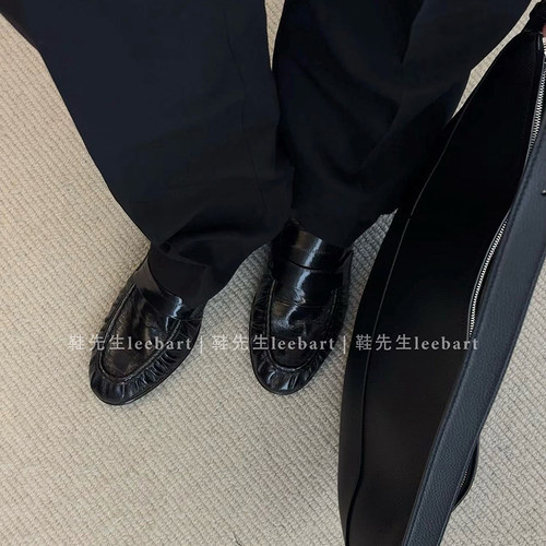 鞋先生Leebart~经典鳗鱼皮圆头平跟鳗鱼皮中古风乐福鞋小皮鞋