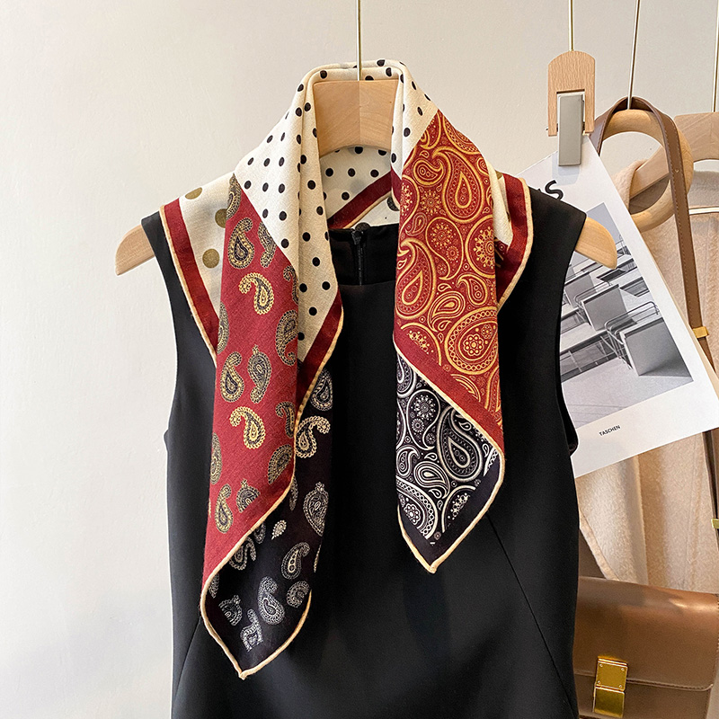 红色腰果！真丝羊毛围巾丝毛方巾