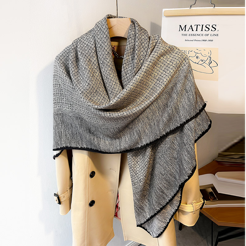 小香灰！羊毛真丝围巾高级感披肩
