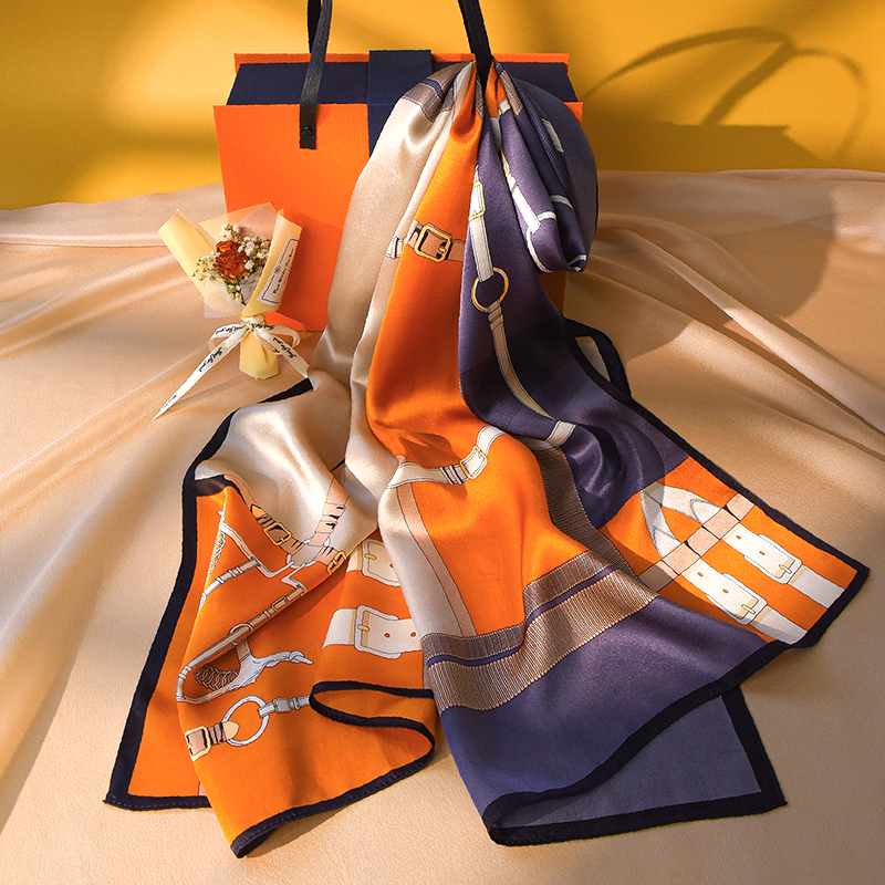 真丝缎面高端丝巾礼盒送长辈围巾