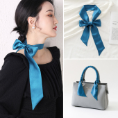 真丝纯色丝带脖饰长条丝巾女绑发带缠包包飘带手柄绑包包细窄围巾