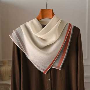 轻薄纯山羊绒中方巾围巾女2025新款春季护颈三角巾披肩高级感丝巾