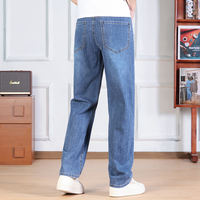Summer light and light-colored Tencel jeans for men, loose straight stretch casual wide-leg long pants from Xintang, Guangzhou thumbnail 6