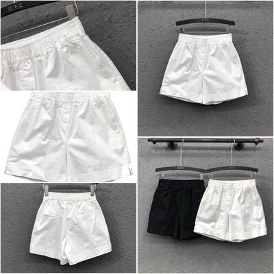 简约白色牛仔短裤女2025年夏季新款高腰休闲宽松显瘦松紧腰阔腿裤