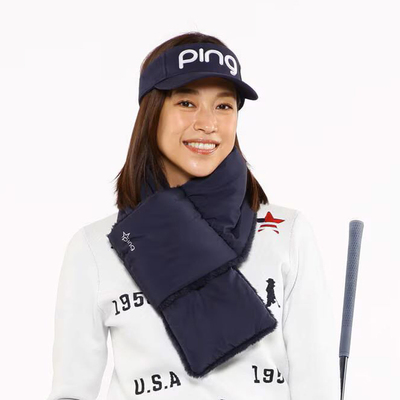 日本秋冬季新品ping高尔夫运动服饰户外保暖女士围巾抓绒脖套袜套