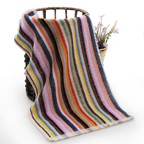 全棉彩条大毛巾擦脸巾厨房饭店