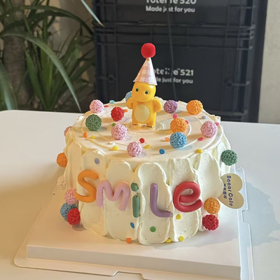 可爱生肖小龙女龙宝宝蛋糕装饰配件笑脸彩色字母SMILE字母插件