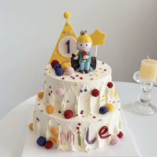 小王子生日蛋糕装饰插件候鸟树桩小王子三角帽彩球模具彩色smile