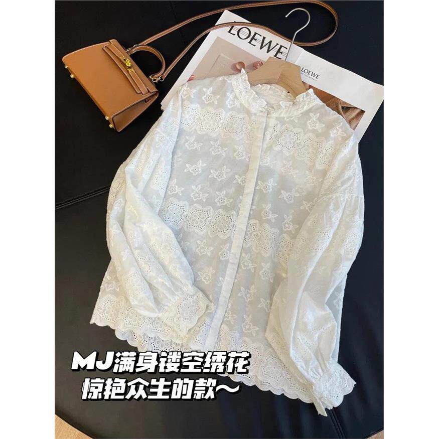 韩版时尚复古灯笼袖花边